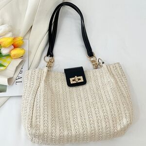 Elegant Cream and Black Women's Handbag